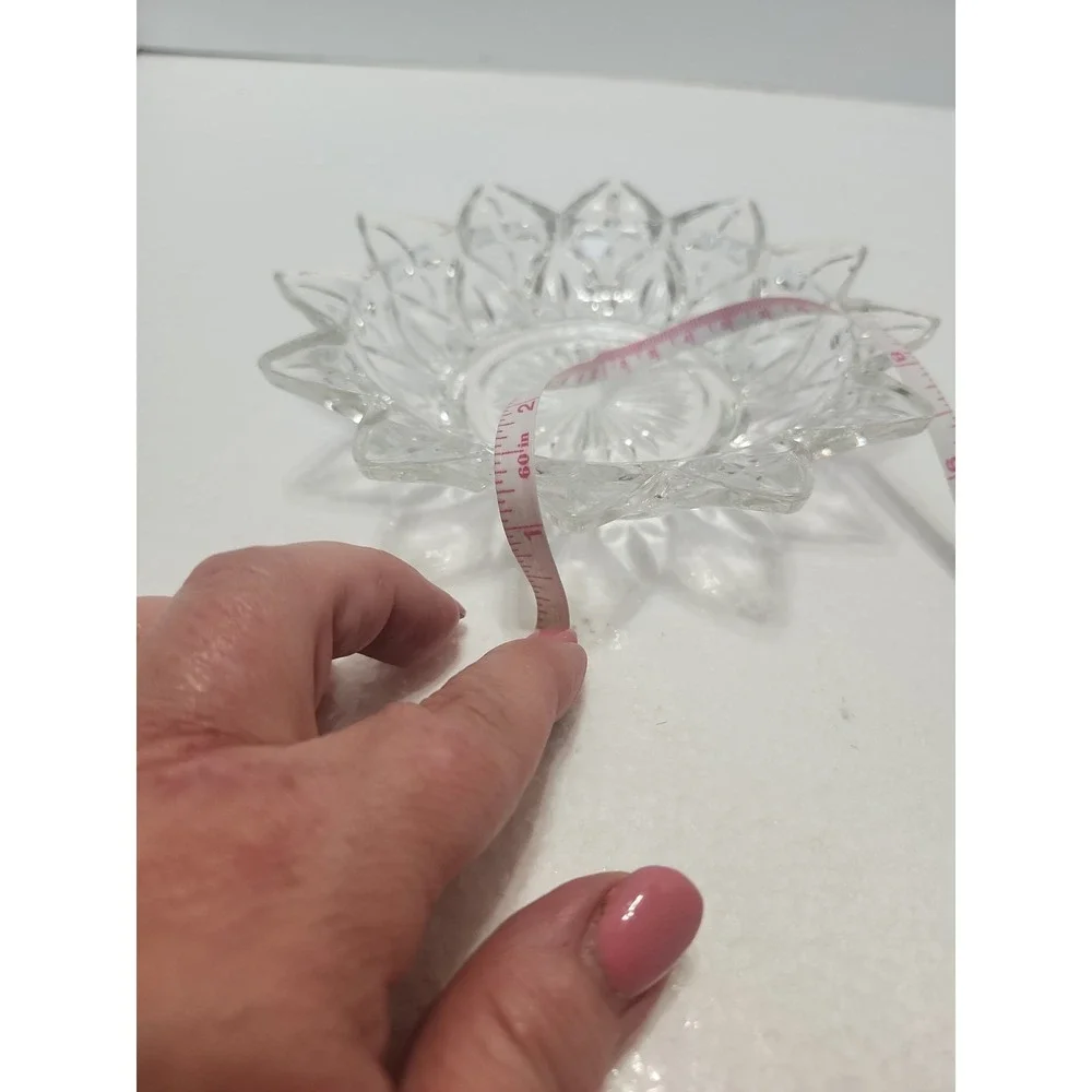Vintage Federal Glass Co clear glass flower petal Star shaped candy or nut dish